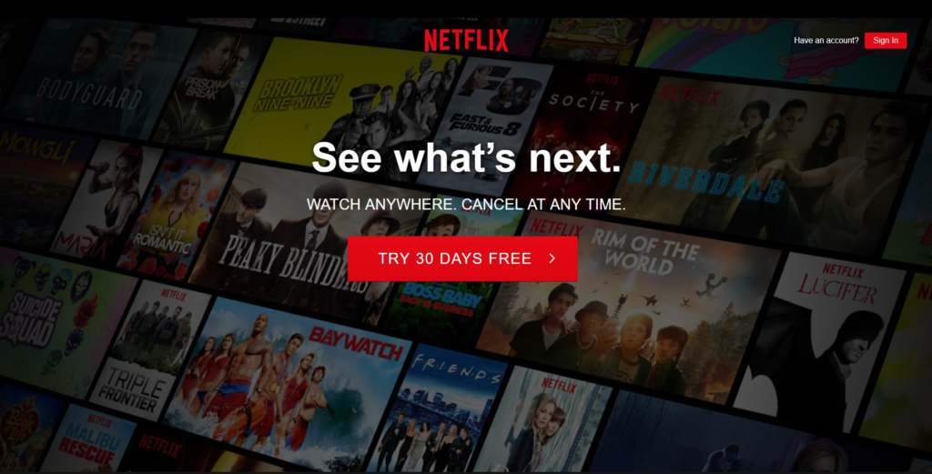 Netflix Homepage Example