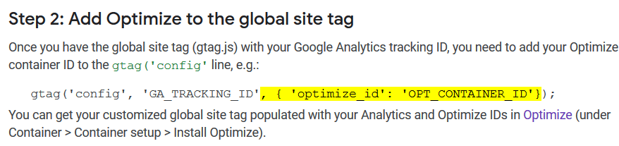 Optimize Site Tag