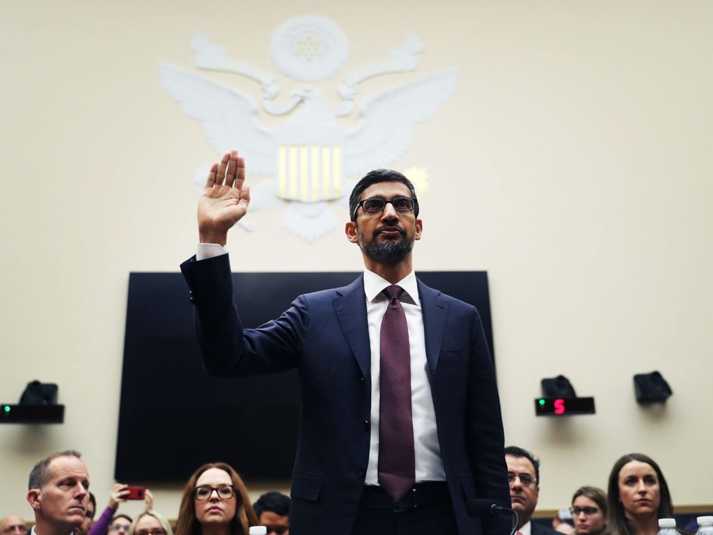 Sundar Pichai of Google testifies before US Congress